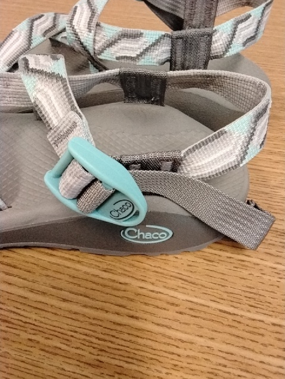 Chaco Women's Gray Sandals with Teal Accents - Picture 2 of 6